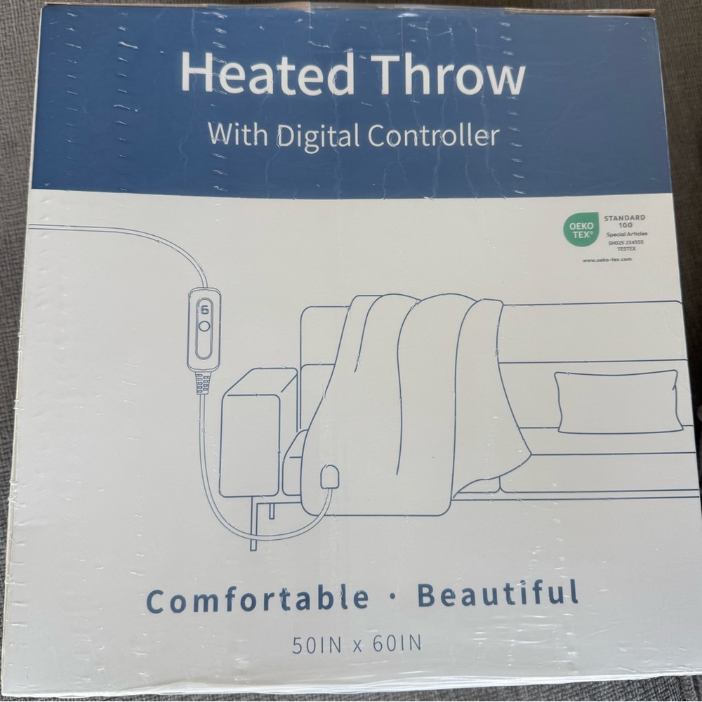 Heated Throw with Digital Controller, dark grey